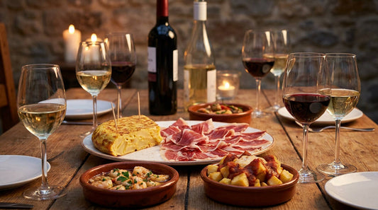 Accord vin et tapas : jambon, tortilla, gambas, patatas bravas